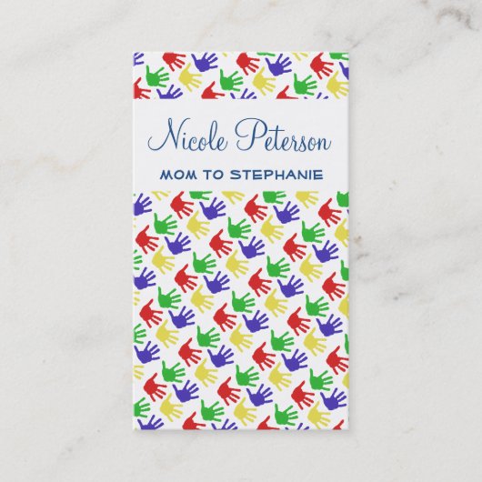 Handprint mammie-oproepkaart contactkaartje (Voorkant)