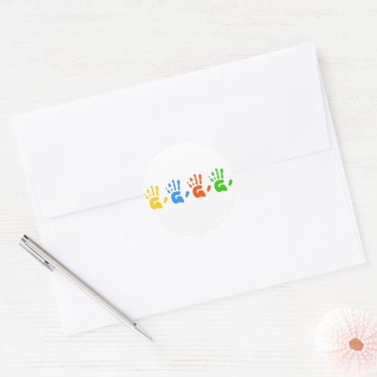 HandPrints Ronde Sticker (Envelop)