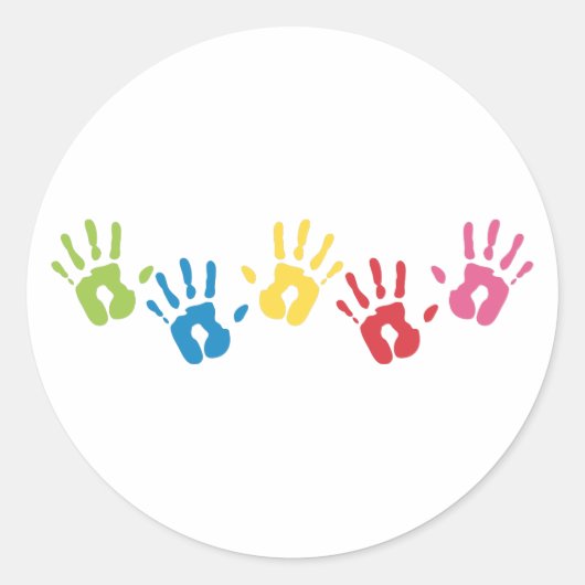 HandPrints Ronde Sticker (Voorkant)
