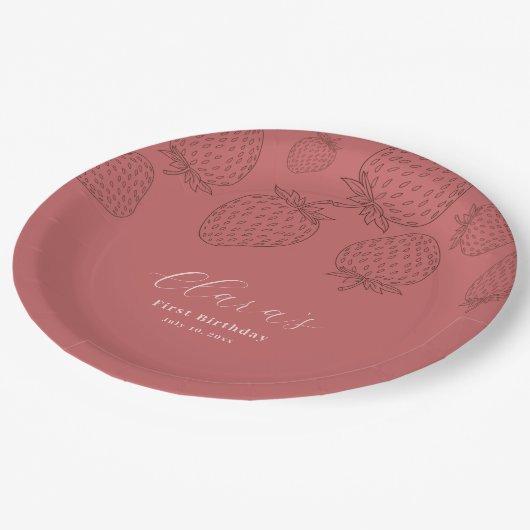 Handraw Minimalist Strawberry Birthday Paper Bord (Gekanteld)