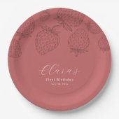 Handraw Minimalist Strawberry Birthday Paper Bord (Voorkant)