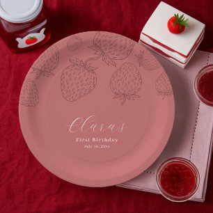Handraw Minimalist Strawberry Birthday Paper Bord