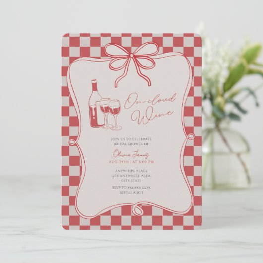 Handrawn, Bride on cloud wine bridal shower Kaart (Staand voorkant)