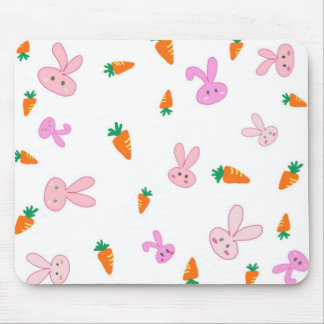 Handrawn Bunnies & Carrots Mousepad Muismat