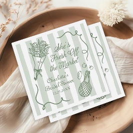 Handrawn Fresh Off the Market Bridal Shower Servet