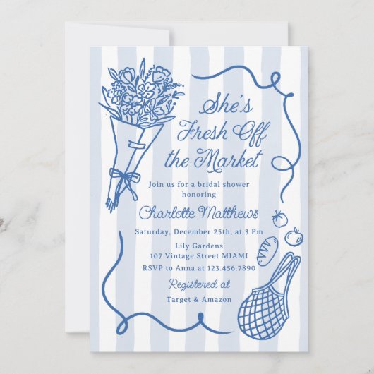 Handrawn Fresh Off the Market Vrijgezellenfeest Kaart (Voorkant)