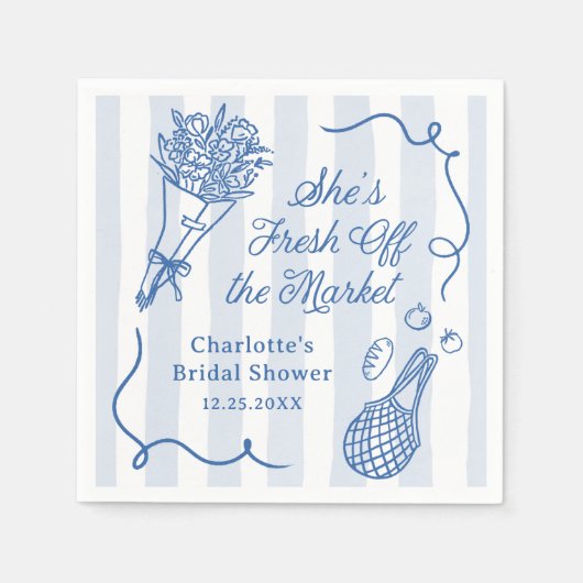 Handrawn Fresh Off the Market Vrijgezellenfeest Servet (Voorkant)