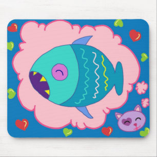 Handrawn Kat Loves to Dream Mousepad Muismat