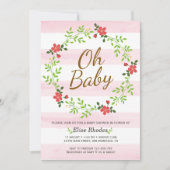 Handroze strepen, met baby shower kaart (Voorkant)