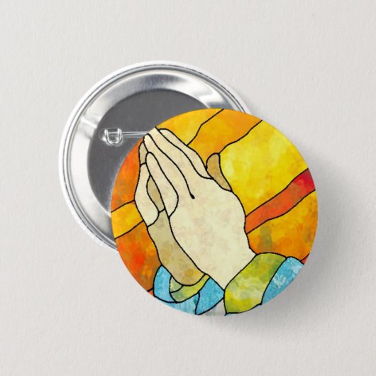 Hands bidden ronde button 5,7 cm (Voorkant /achterkant)