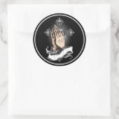 Hands bidden ronde sticker (Tas)