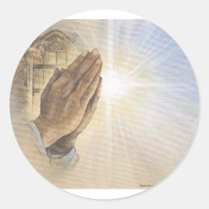 Hands bidden ronde sticker