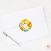 Hands bidden ronde sticker (Envelop)