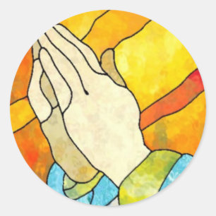 Hands bidden ronde sticker