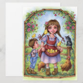 Hands Boerderij Kinder tuinvleeskuikens Kaart (Voorkant / Achterkant)