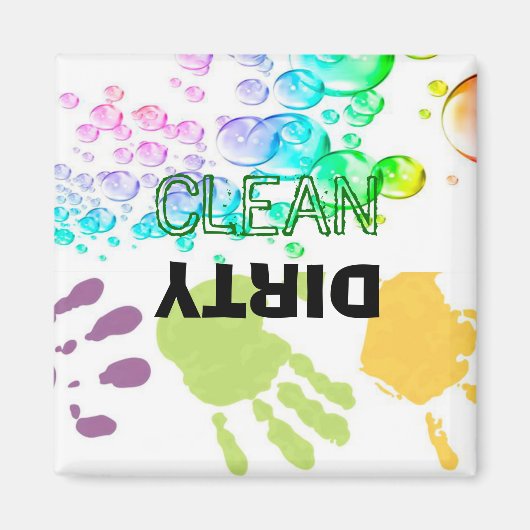 Hands-Bubbles Vuil Schoon Vaatwasser Magneet (Voorkant)