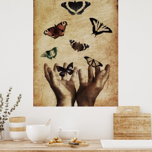 Hands Butterflies Artwork Poster (Keuken)