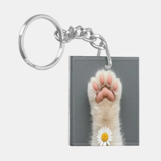 Hand's Cat met Bloem Sleutelhanger (Voorkant Links)
