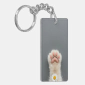 Hand's Cat met bloem Sleutelhanger (Voorkant Links)