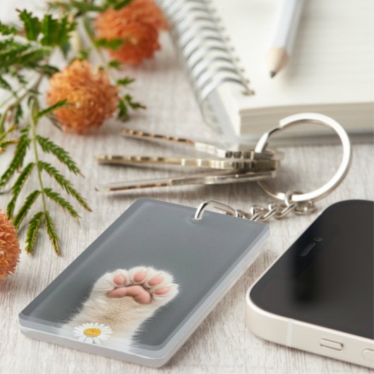 Hand's Cat met bloem Sleutelhanger (Voorkant Rechts)