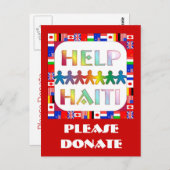 Hands die Haïti helpen - Doneer alsjeblieft Briefkaart (Voorkant / Achterkant)