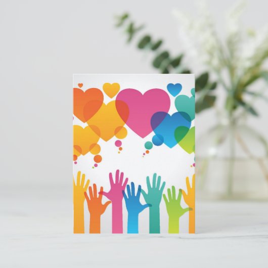 Hands die voor liefde Reaching Briefkaart (Staand voorkant)