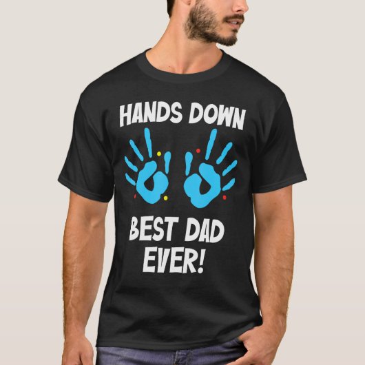 Hands Down Beste Pa Ooit Handafdruk Papa Vader's D T-shirt (Voorkant)
