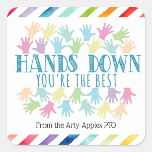 Hands Down Je bent de beste school Vierkante Sticker