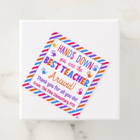 Hands Down U bent de beste leraar in de buurt Bedankjes Labels (In situ)