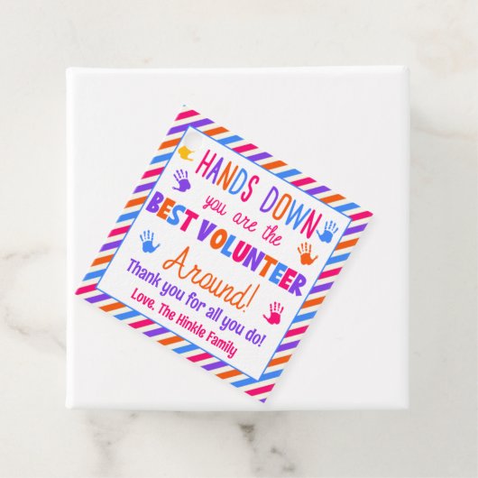 Hands Down U bent de beste vrijwilliger rond Bedankjes Labels (In situ)