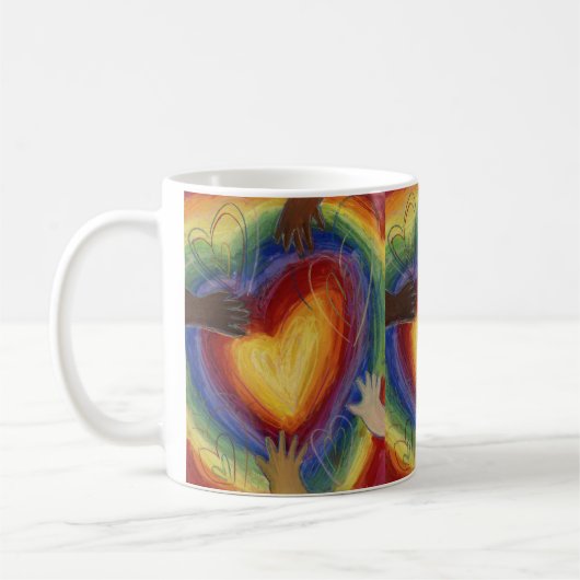 Hands- en hartdiversiteit Love Art Custom Coffee C Koffiemok (Links)
