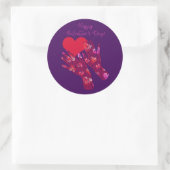 Hands en Heart Happy Valentijnsdag Ronde Sticker (Tas)
