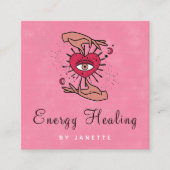 Hands- en Mystic Moon Eye Pink Red-energie Vierkante Visitekaartje (Voorkant)
