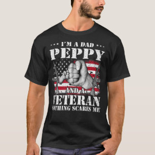 Hands Flag Ik ben een papa Peppy en een veteraan N T-shirt