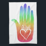 Hands Hamsa harst palmregenboog Theedoek<br><div class="desc">Decoreer je keuken met deze handdoek. Het maakt een geweldig huishouden of bruiloft cadeau! Kijk mijn winkel ook naar de tegenovergestelde hand. U kunt het aanpassen en tekst ook toevoegen. Bekijk mijn winkel voor veel meer kleuren en patronen!</div>