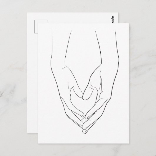 Hands hartslag minimumlijn art. Cute Simple Briefkaart (Voorkant / Achterkant)