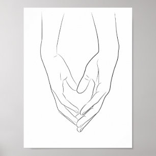 Hands hartslag minimumlijn art. Cute Simple Poster