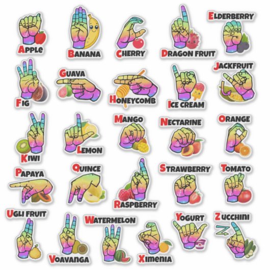 Hands & Harvest: Learn ASL with Fruits Sticker (Voorkant)
