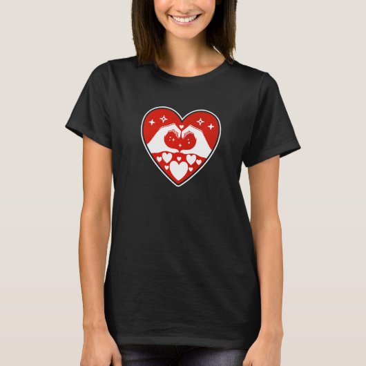 Hands Heart Love Romantic Relatie Valentijns T-shirt (Voorkant)