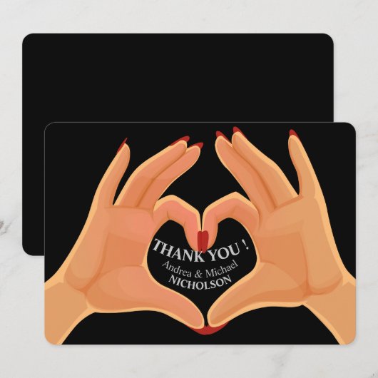 Hands Heart Love Sign Modern Hartelijk dank Bedankkaart (Voorkant / Achterkant)