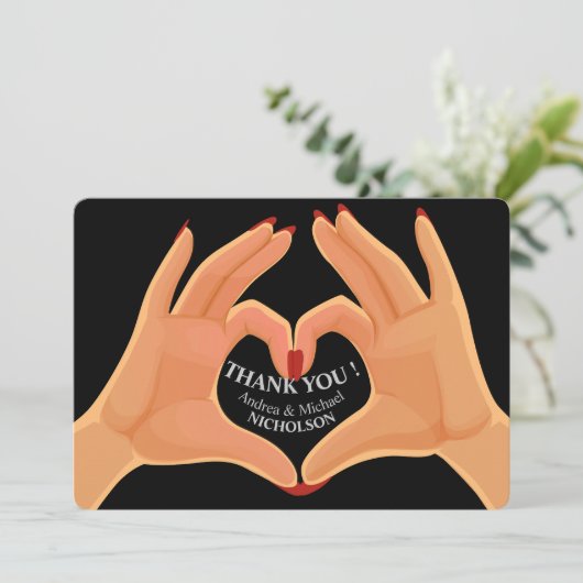 Hands Heart Love Sign Modern Hartelijk dank Bedankkaart (Staand voorkant)