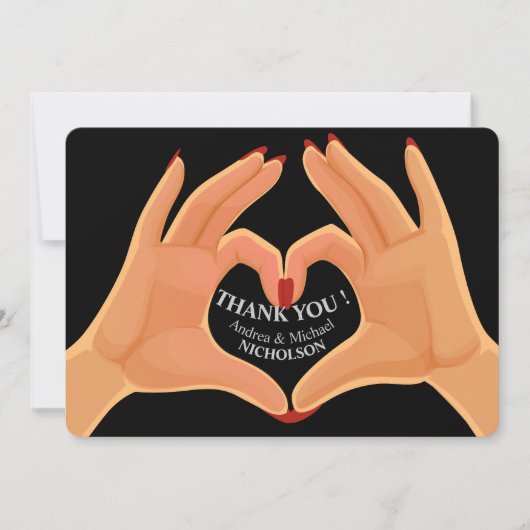 Hands Heart Love Sign Modern Hartelijk dank Bedankkaart (Voorkant)