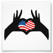 Hands Heart Symbol Verenigde Staten Amerikaanse vl Foto Afdruk (Voorkant)