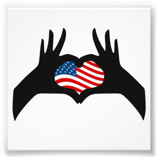 Hands Heart Symbol Verenigde Staten Amerikaanse vl Foto Afdruk (Voorkant)
