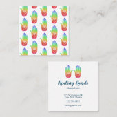 Hands Hearts Hamsa Rainbow Pattern Vierkante Visitekaartje (Voorkant / Achterkant)
