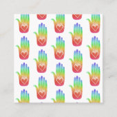 Hands Hearts Hamsa Rainbow Pattern Vierkante Visitekaartje (Voorkant)
