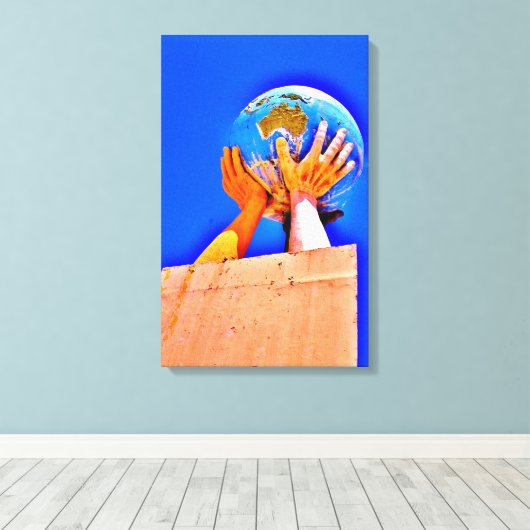 Hands helpen canvas afdruk (Insitu (Houten vloer))