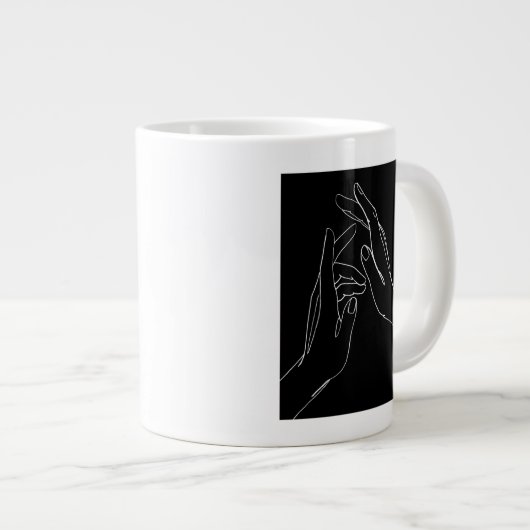 Hands helpen grote koffiekop (Voorkant rechts)