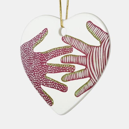 Hands helpen keramisch ornament (Links)