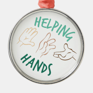 Hands helpen metalen ornament